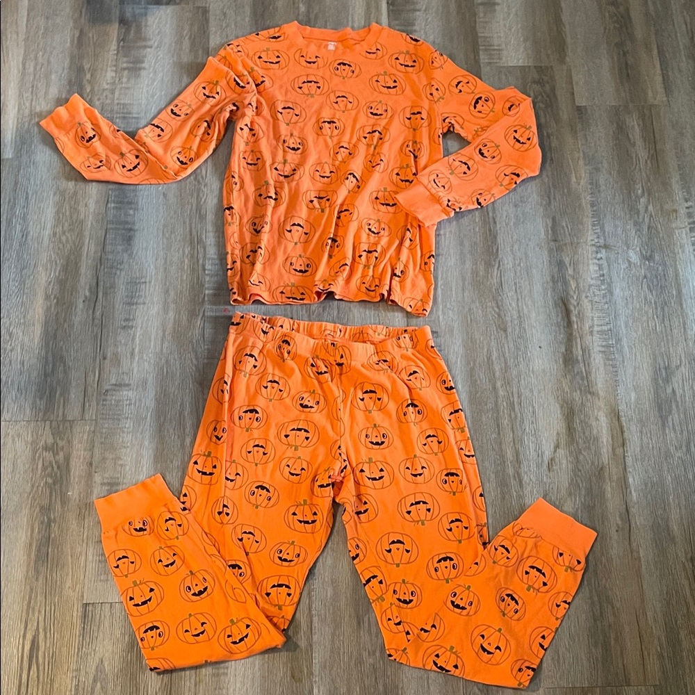 Carter's Bright Orange Pumpkin Pajama 2 piece Set